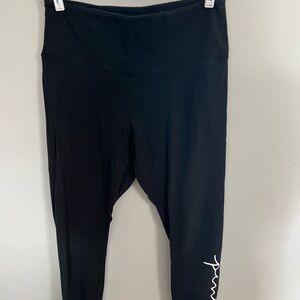 PINK Victoria's Secret Black Leggings with White Logo